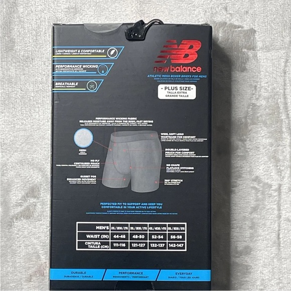 New Balance Boxer Briefs Mens 4XL Red Black Performance Stretch Lightweight - Picture 5 of 7